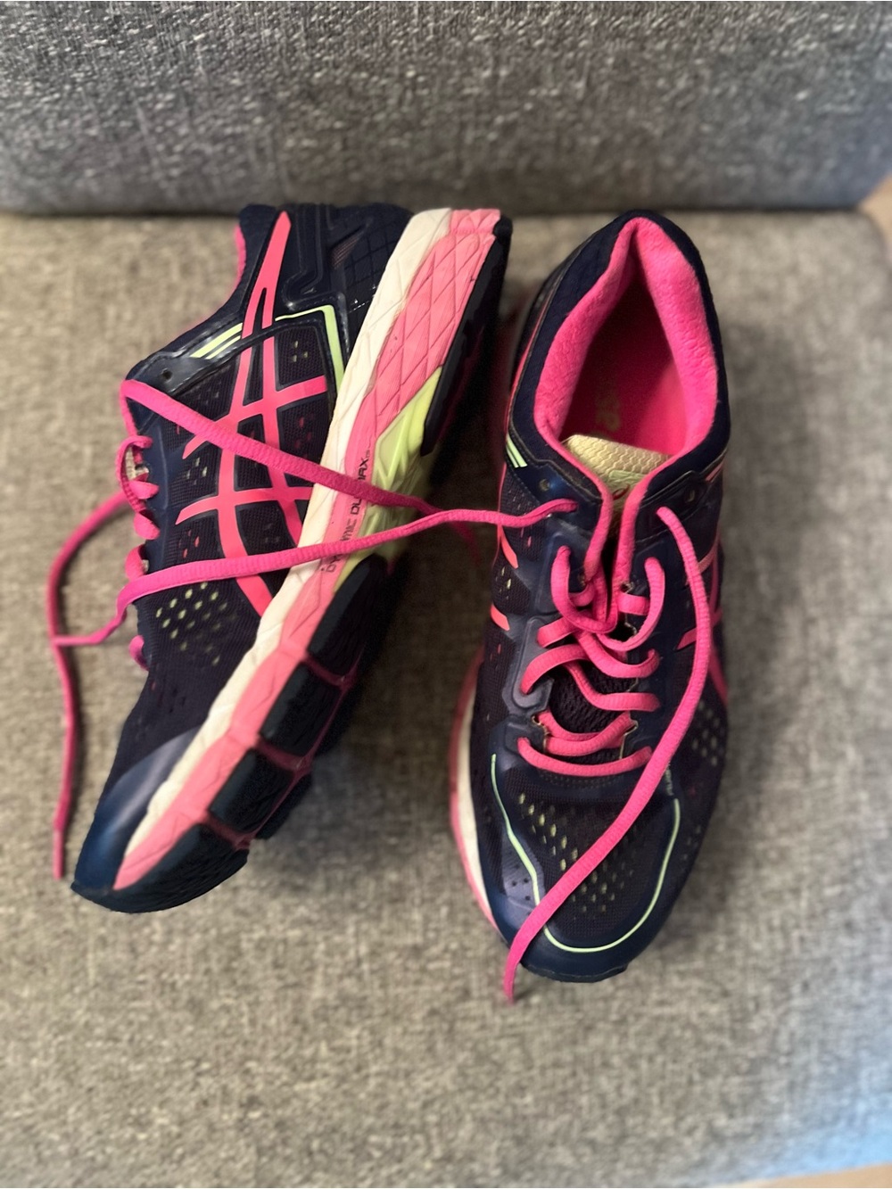 ASICS Gel Kayano 22 Indigo Blue/Pink Glow Pistachio Sneakers - Picture 2 of 9